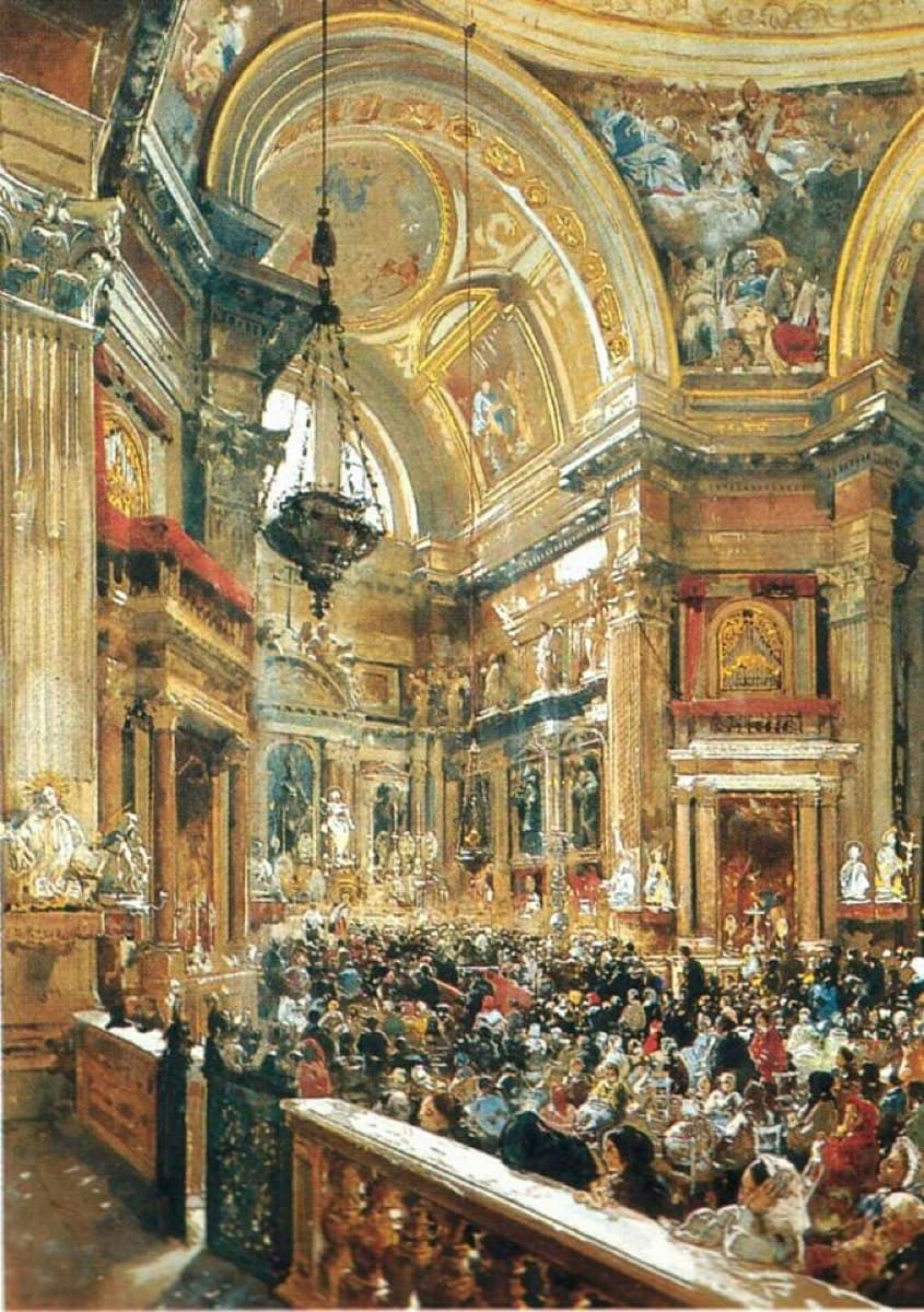 Historic painting of the Chapel of San Gennaro in Naples Cathedral