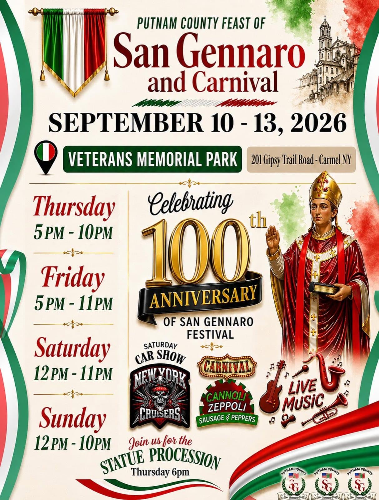 2026 Putnam County Feast of San Gennaro and Carnival poster