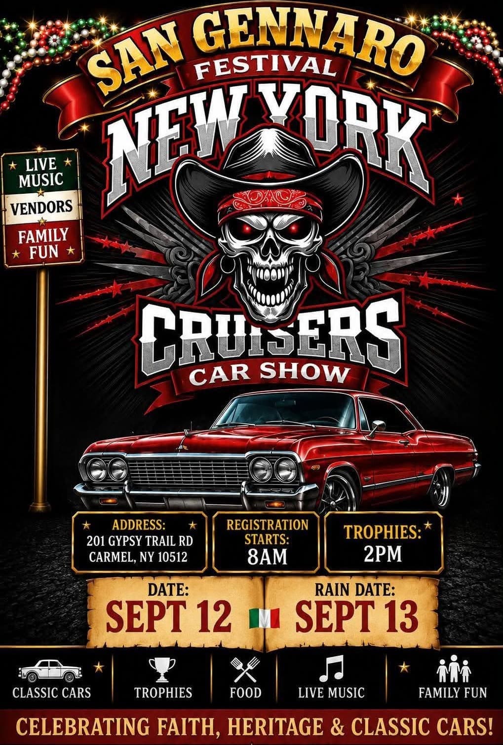 San Gennaro Festival New York Cruisers Car Show poster